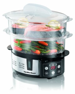 Hamilton Beach Digital 2 Tier digital food steamer steams vegetables and meat for small and large families