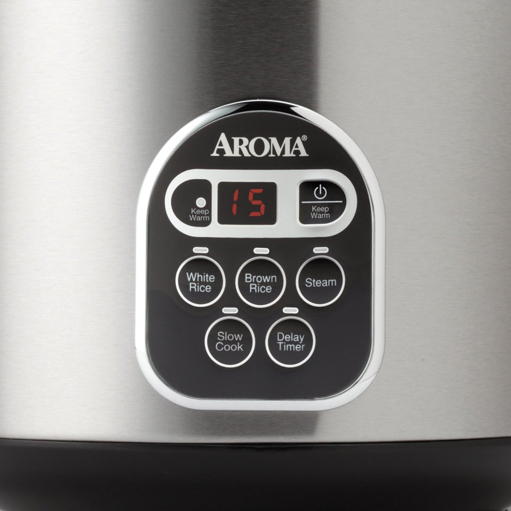 Aroma stainless steel 20-Cup rice cooker & food steamer digital controls