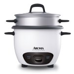 Aroma white 6-cup pot style rice cooker and food steamer