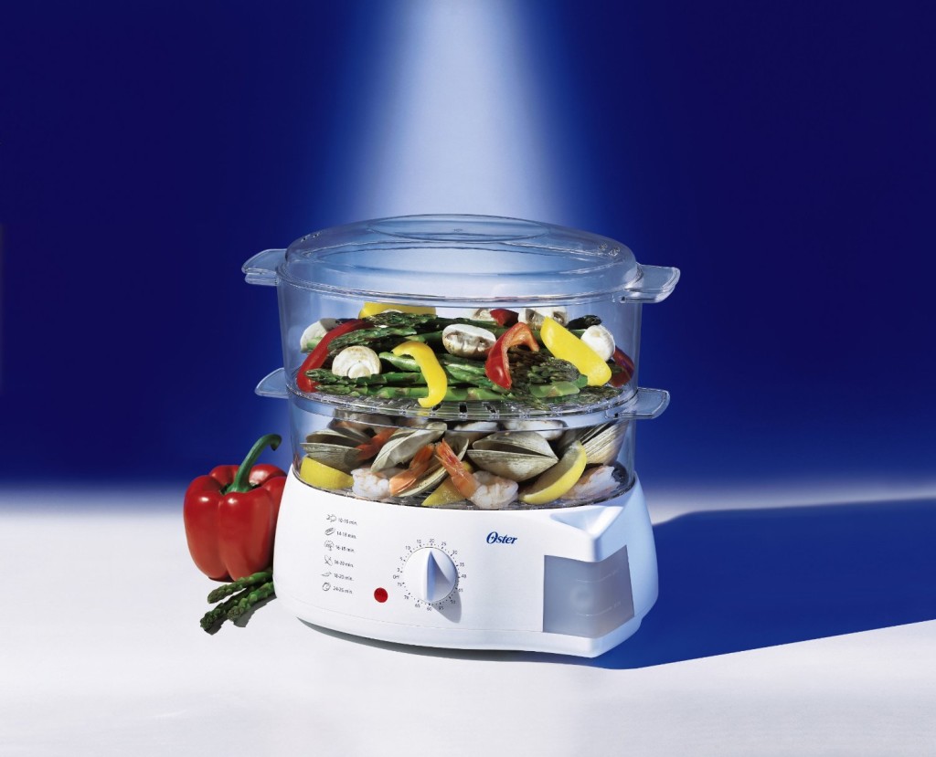 seafood in Oster 5711 mechanical food steamer white