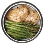steamed chicken and asparagus in Aroma digital rice cooker & food steamer