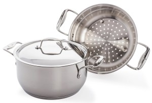 Culina 18-10 stainless steel pot with steamer insert