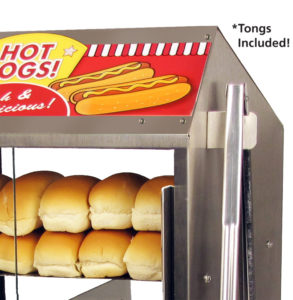Hot dog steamer machine for home and commercial business cooks delicious hot dogs warms up buns simultaneously