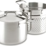 Lagostina stainless steel pasta pot with strainer has a limited lifetime warranty
