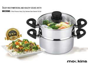 Mockins 3 quart stainless steel food steamer pot induction ready