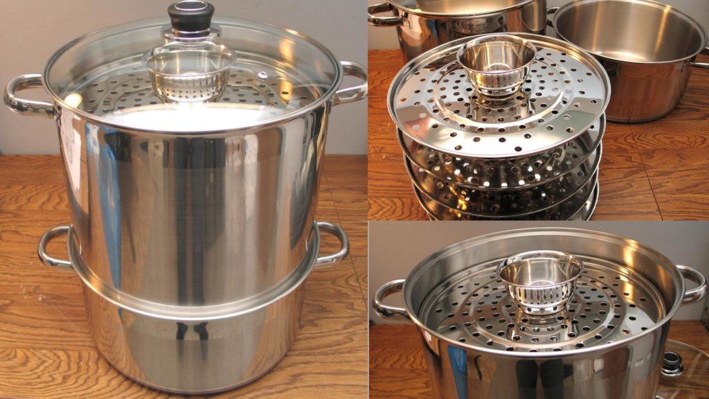 Large 5 tier metal cooking steamer pot for kitchen