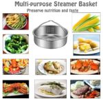 Steamer basket cooks a variety of dishes and has 3 year warranty