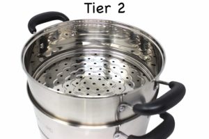 Place first deep tier over the pot