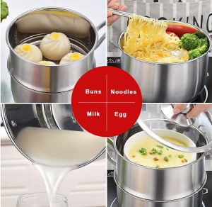 small multi purpose 2 quart pot prepares food for adults and babies