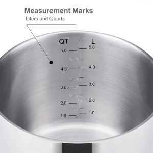 Mr Rudolf Stainless Steel 5 quart Sauce Pot has measurement marks inside