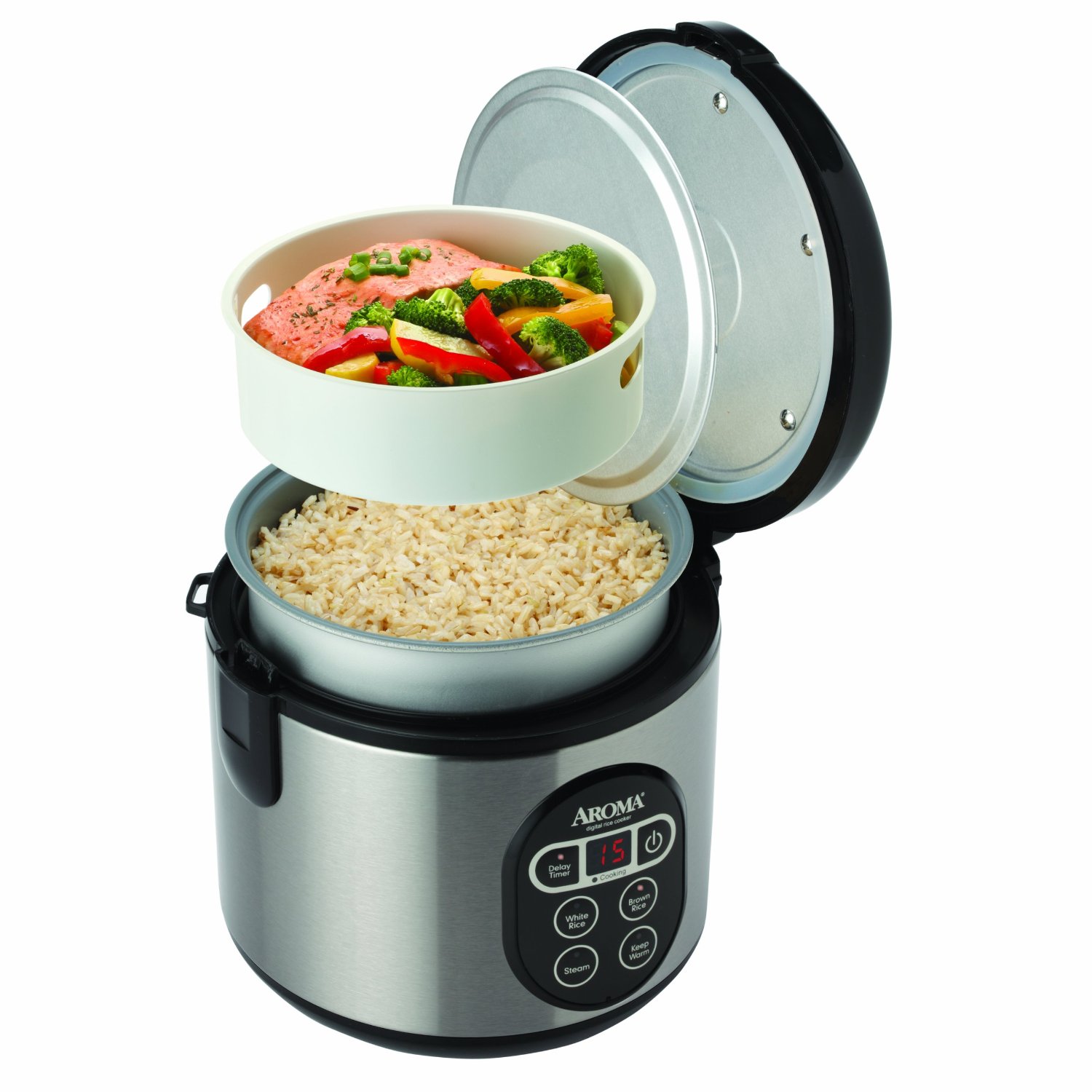 Aroma 8-Cup Digital Rice Cooker & Food Steamer | Best Food Steamer Brands