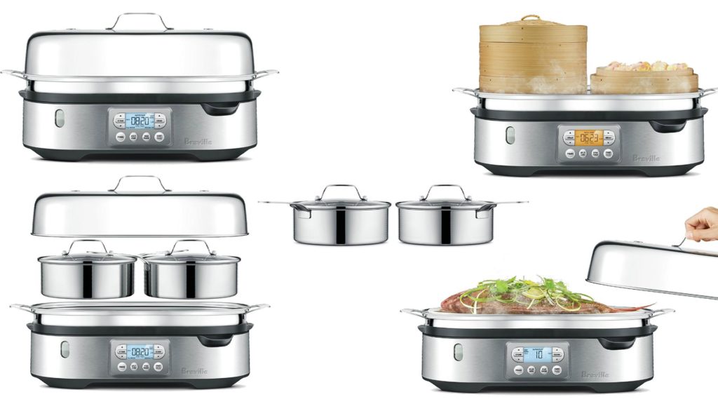 Breville 1 tier electric stainless steel food steamer for small and medium size families